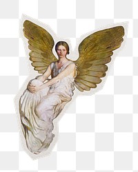 PNG Stevenson Memorial Angel sticker with white border, transparent background , artwork remixed by rawpixel.