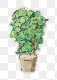 PNG Cezanne’s Geraniums sticker with white border, transparent background, artwork remixed by rawpixel.