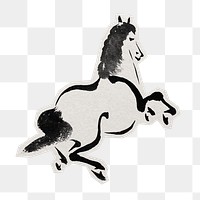 PNG Japanese horse sticker with white border, transparent background 