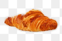 PNG croissant sticker with white border, transparent background