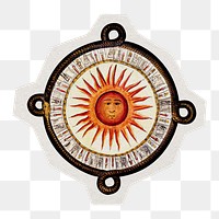 PNG sun horoscope sticker with white border, transparent background