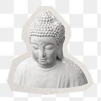 PNG Buddha statue  sticker with white border, transparent background