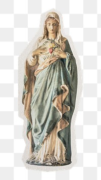 PNG The Virgin Mary sticker with white border, transparent background