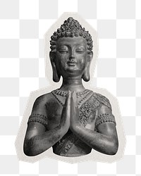 PNG Buddha statue  sticker with white border, transparent background