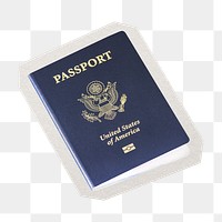 PNG US. passport  sticker with white border, transparent background