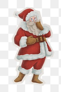 Santa Claus png sticker, paper cut on transparent background