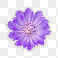 Purple flower png sticker, paper cut on transparent background