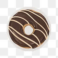 Chocolate donut png  sticker, paper cut on transparent background