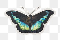 Vintage butterfly png sticker, paper cut on transparent background