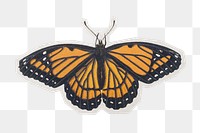 Png hand drawn butterfly  sticker, paper cut on transparent background