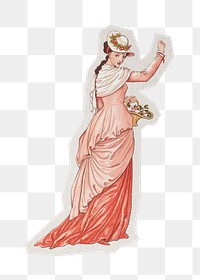 Walter Crane's png Valentine, Victorian woman sticker, paper cut on transparent background. Remixed by rawpixel.