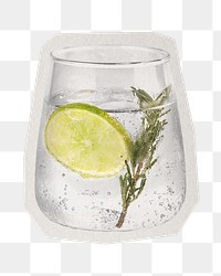 Gin & tonic png sticker, paper cut on transparent background