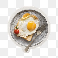 Fried egg png toast sticker, paper cut on transparent background