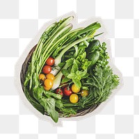 Vegetables basket png  sticker, paper cut on transparent background