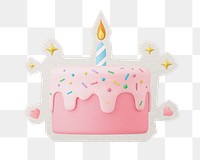 Png 3d birthday cake sticker, paper cut on transparent background