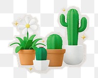 Png 3D potted houseplant  sticker, paper cut on transparent background