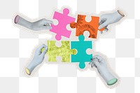 Problem solving png puzzle sticker, paper cut on transparent background