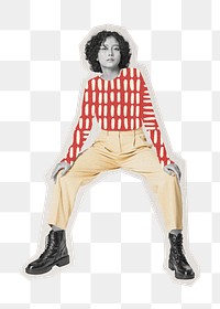 Fashionable woman png  sticker, paper cut on transparent background