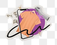 Online shopping png  sticker, paper cut on transparent background