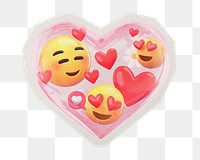 Png 3D love emojis sticker, paper cut on transparent background