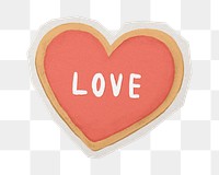Heart cookie png  sticker, paper cut on transparent background