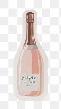 Champagne bottle png  sticker, paper cut on transparent background