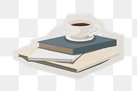 Books & tea png  sticker, paper cut on transparent background