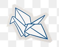 Png origami crane bird sticker, paper cut on transparent background