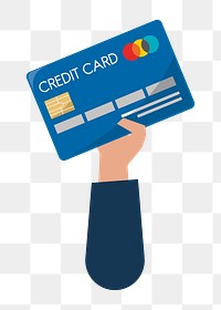 Hand holding png credit card, finance graphic, transparent background