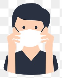 Man wearing png face mask illustration, transparent background