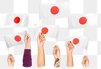 Hands waving png Japanese flags, transparent background