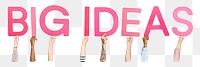 Big ideas word png element, transparent background