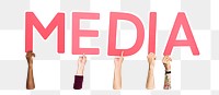 Media word png element, transparent background