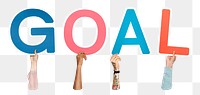 Goal word png element, transparent background