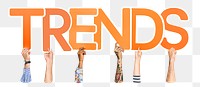 Trends word png element, transparent background