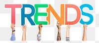 Trends word png element, transparent background