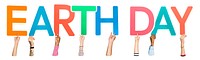 Earth day word png element, transparent background