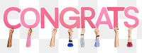 Congrats word png element, transparent background