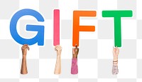 Gift word png element, transparent background