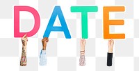 Date word png element, transparent background