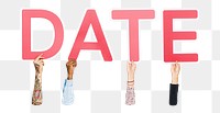 Date word png element, transparent background