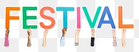 Festival word png element, transparent background