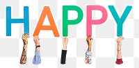 Happy word png element, transparent background