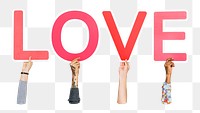 Love word png element, transparent background