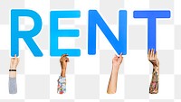 Rent word png element, transparent background