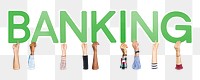 Banking word png element, transparent background