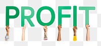 Profit word png element, transparent background