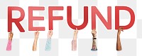 Refund word png element, transparent background