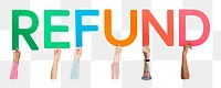 Refund word png element, transparent background