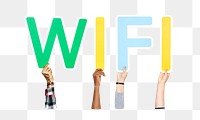 Wifi word png element, transparent background